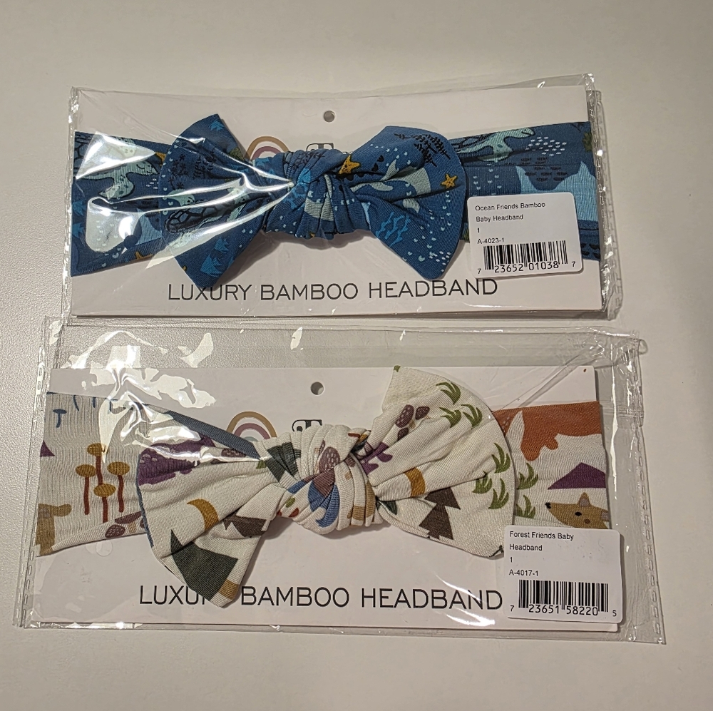 New Emerson and Friends Girls Size 1 Headbands - Ocean Friends andForest Friends